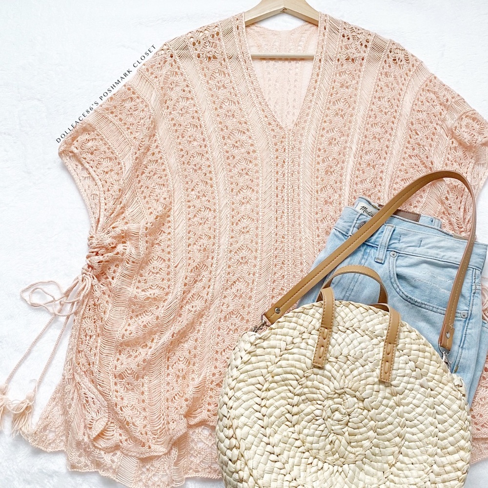 OS Light Pink Crochet Beach Tunic